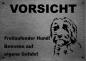 Preview: Edelstahl Warnschild Labradoodle VORSICHT Freilaufender Hund! Betreten auf eigene Gefahr!